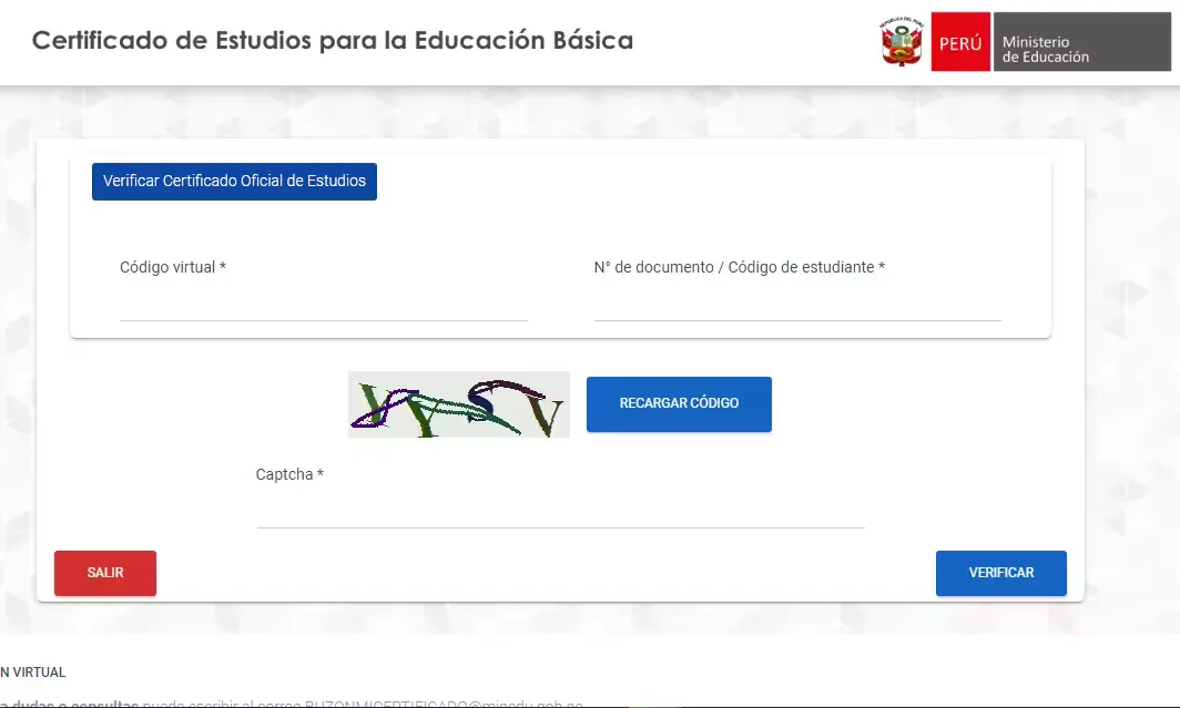 Verficar validez de certificado de estudios (CE) - MINEDU