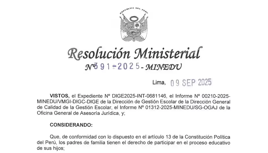 MINEDU modifica ley que regula participación de asociaciones de PP.FF. en II.EE.