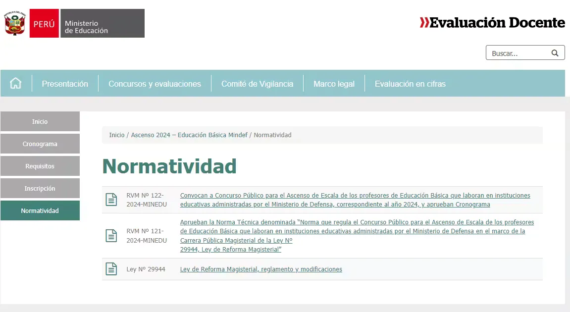 Normatividad Ascenso 2024 – Educación Básica Mindef